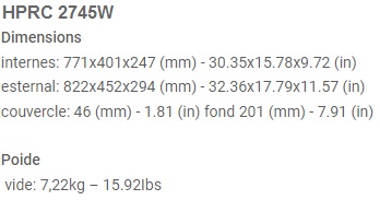 dimensions HPRC 2745W